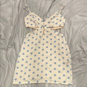 Showpo Cream and Blue Floral Dress